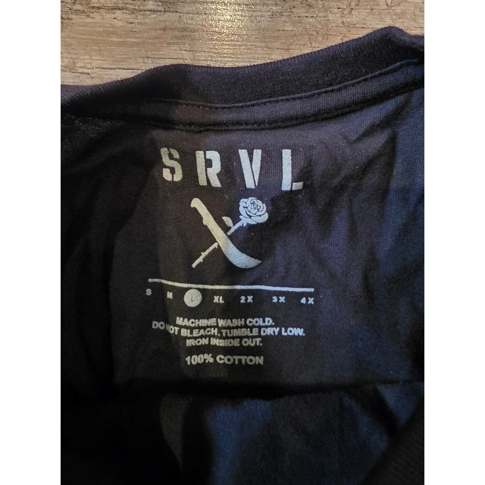 SRVL Survival First In The Field Butterfly Mushroom Black Graphic T-Shirt‎ Large